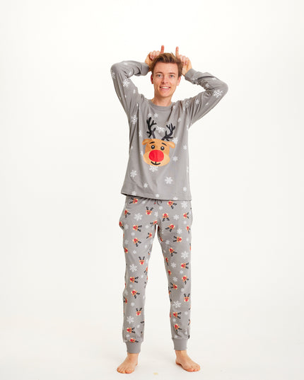 Pyjama de Noël Rudolph gris pour hommes