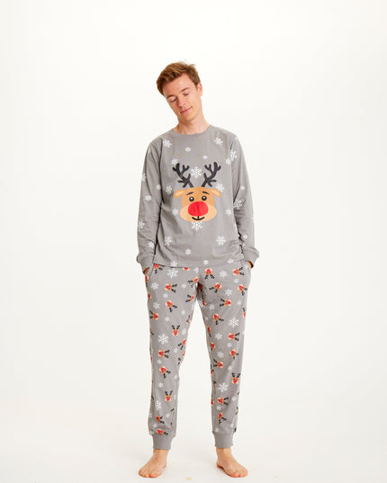 Pyjama de Noël Rudolph gris pour hommes