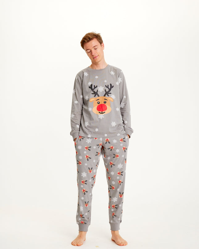Pyjama de Noël Rudolph gris pour hommes