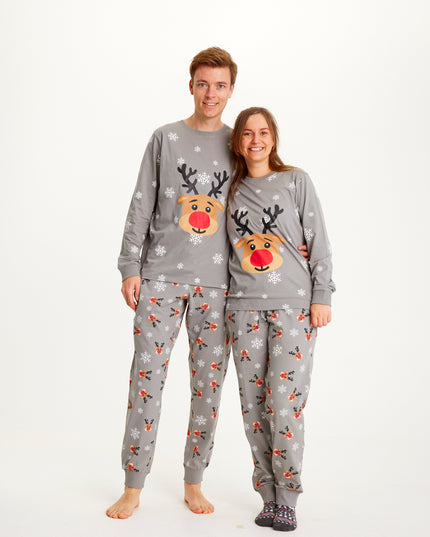 Pyjama de Noël Rudolph gris pour hommes