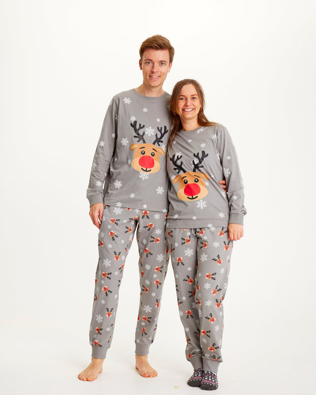 Pyjama de Noël Rudolph gris pour femmes