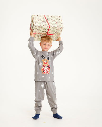 Adorable pyjama gris Rudolph pour enfants - Un favori de la famille
