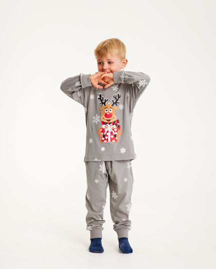 Adorable pyjama gris Rudolph pour enfants - Un favori de la famille