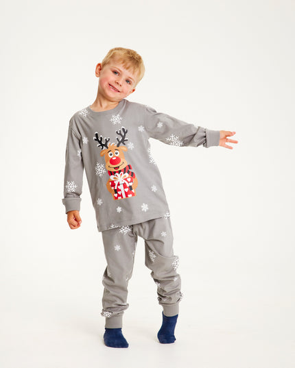 Adorable pyjama gris Rudolph pour enfants - Un favori de la famille