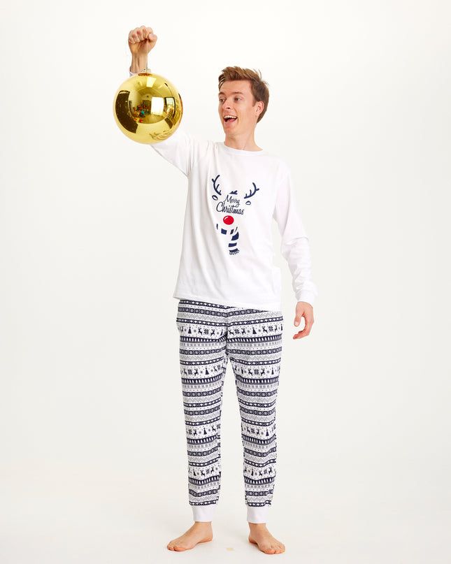 Pyjamas de Noël bleus mignons pour hommes, parfaits pour les soirées festives