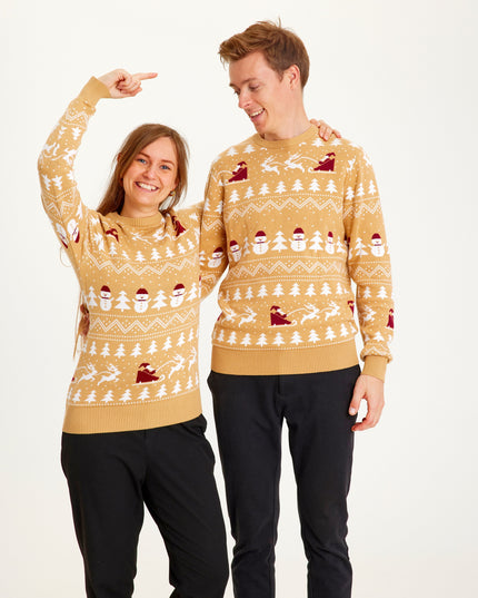 Pull de Noël beige élégant pour femme - Meilleures ventes