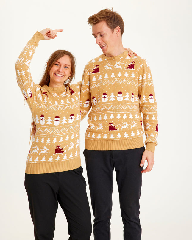 Pull de Noël beige élégant pour homme - Meilleures ventes