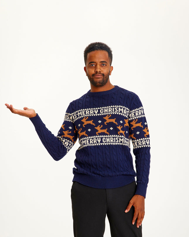 Stylish Blue Christmas Sweater for Men