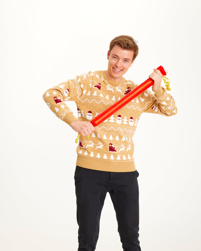 Stylish Beige Christmas Sweater for Men