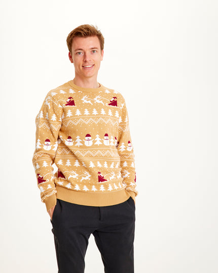 Pull de Noël beige élégant pour homme - Meilleures ventes