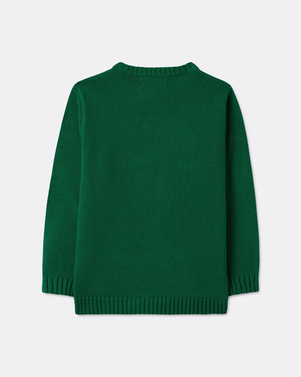 Pull de Noël vert à motif de renne pour enfants