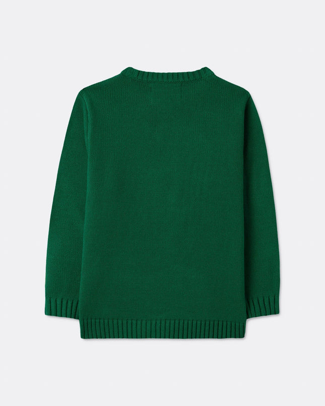Pull de Noël vert à motif de renne pour enfants