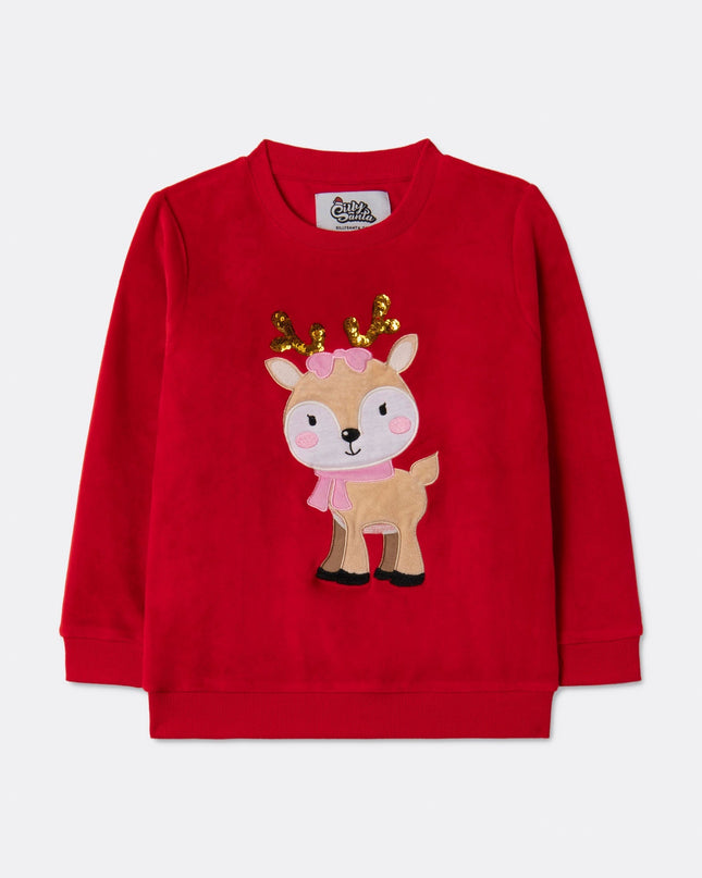 Pull de Noël pour enfants avec un renne rouge