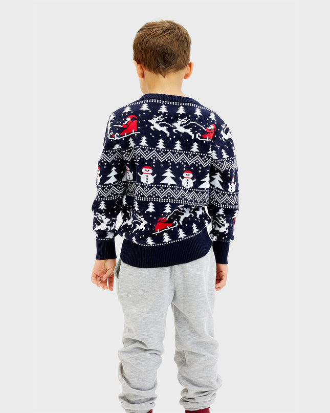 Pull de Noël bleu marine élégant pour enfants