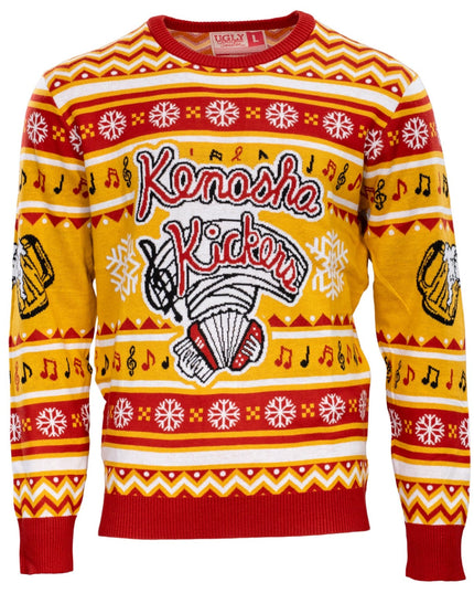 Pull de Noël moche avec le logo du groupe Kenosha Kickers