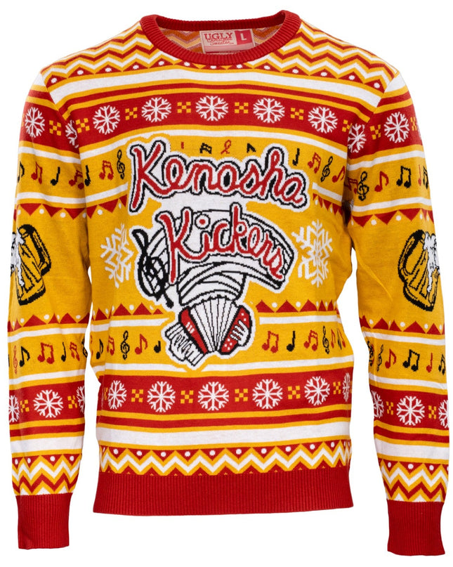 Pull de Noël moche avec le logo du groupe Kenosha Kickers