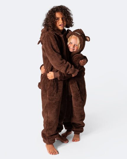 Grenouillère ours en peluche marron pour enfant
