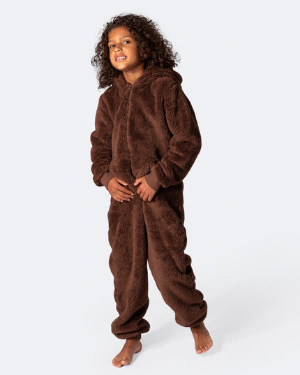 Grenouillère ours en peluche marron pour enfant