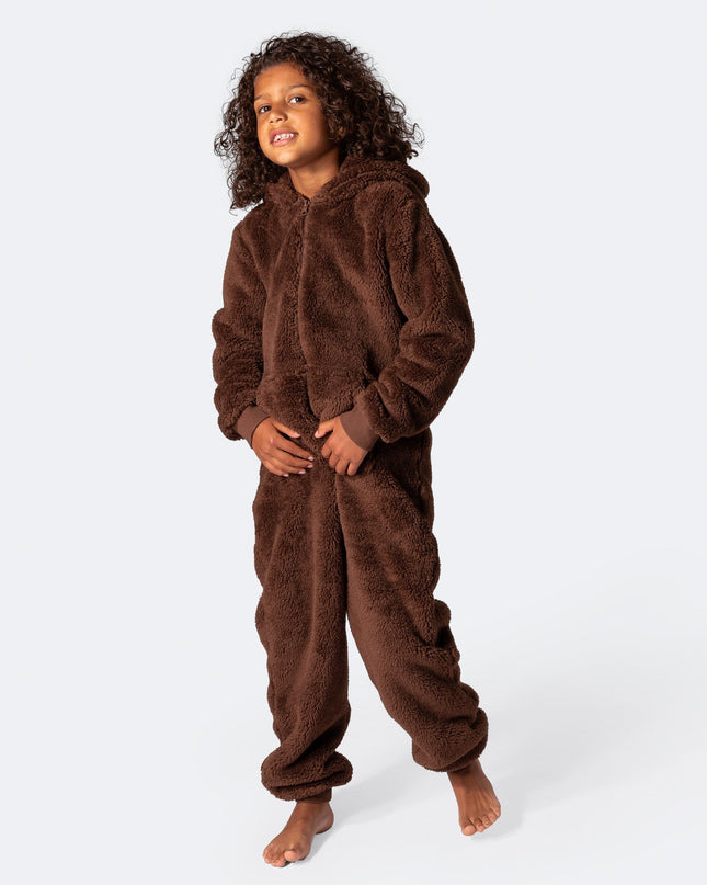 Grenouillère ours en peluche marron pour enfant