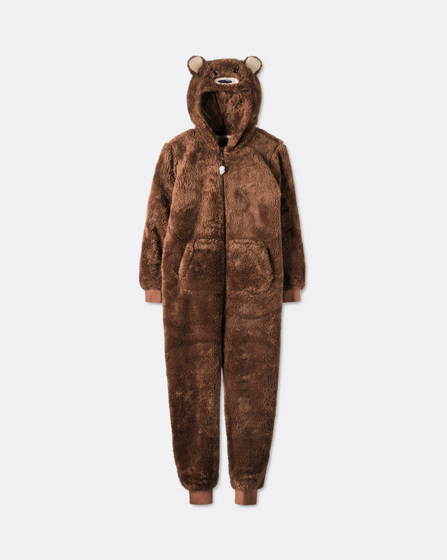 Grenouillère ours en peluche marron pour enfant