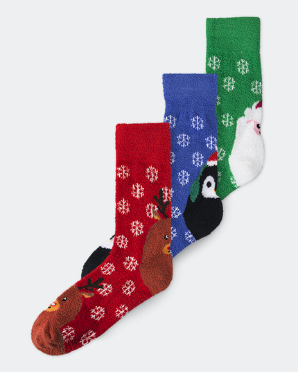 Chaussettes de Noël moelleuses pour enfants (paquet de 3)