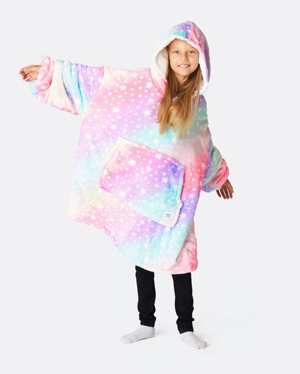 Sweat à capuche rose arc-en-ciel pour enfants