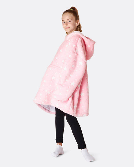 Sweat à capuche HappyHoodie rose étoiles pour enfants