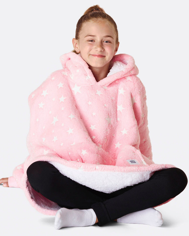 Sweat à capuche HappyHoodie rose étoiles pour enfants