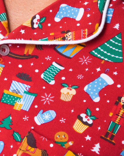 Pyjama de Noël rouge à col pour enfants