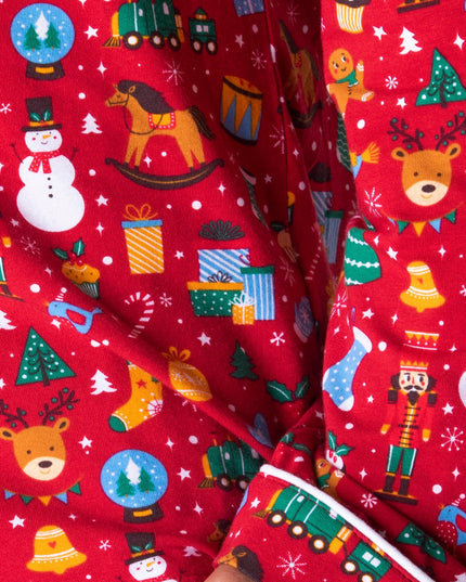 Pyjama de Noël rouge à col pour enfants
