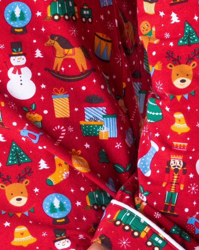 Pyjama de Noël rouge à col pour enfants