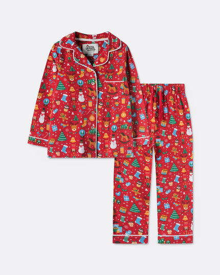 Pyjama de Noël rouge à col pour enfants