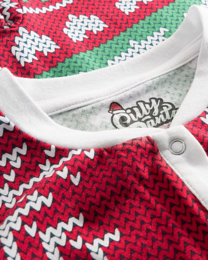Salopette de Noël rouge imprimée en tricot pour enfants