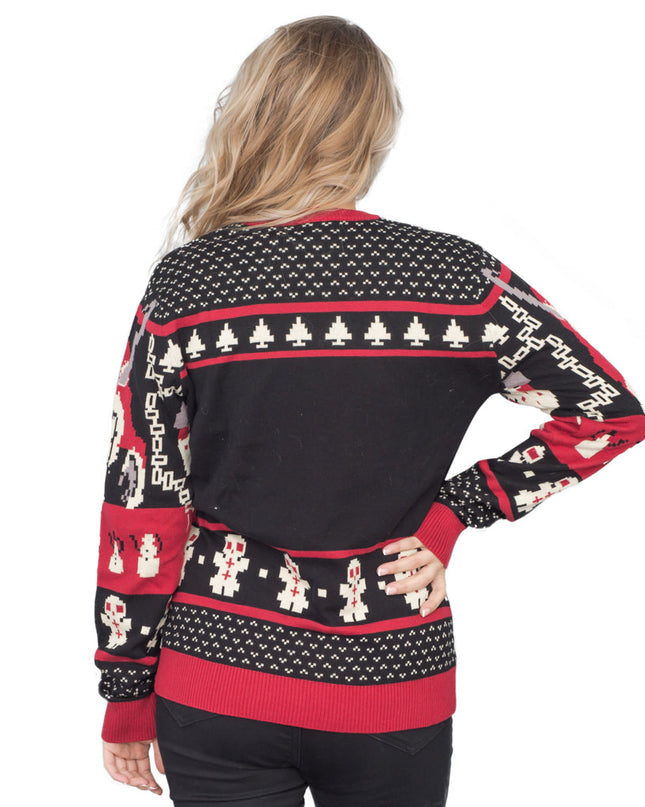 Pull de Noël moche en tricot Krampus pour femmes