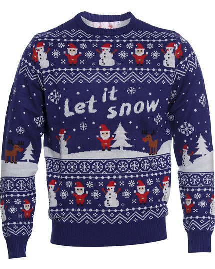 Pull de Noël « Laissez neiger » pour homme - Motif lumineux