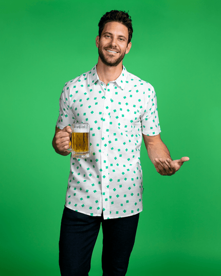 Men's White Crushin' Clovers Button Down Shirt