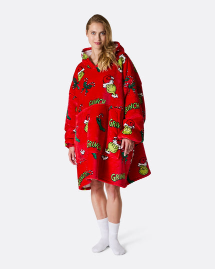 Sweat à capuche HappyHoodie Le Grinch Rouge pour adultes - Style Fêtes