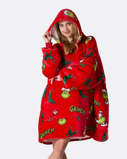 Sweat à capuche HappyHoodie Le Grinch Rouge pour adultes - Style Fêtes