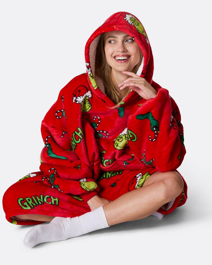 Sweat à capuche HappyHoodie Le Grinch Rouge pour adultes - Style Fêtes