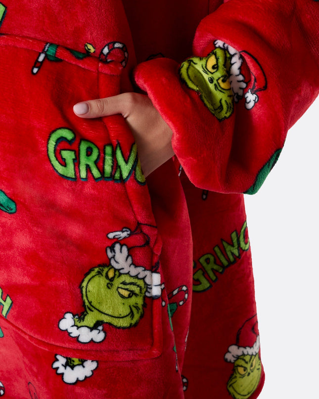 Sweat à capuche HappyHoodie Le Grinch Rouge pour adultes - Style Fêtes