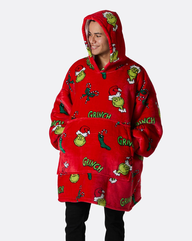 Sweat à capuche HappyHoodie Le Grinch Rouge pour adultes - Style Fêtes