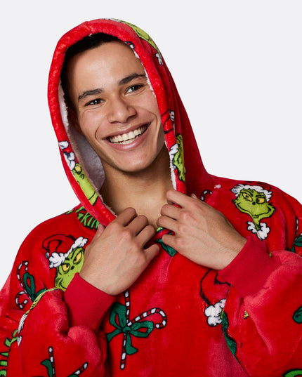 Sweat à capuche HappyHoodie Le Grinch Rouge pour adultes - Style Fêtes