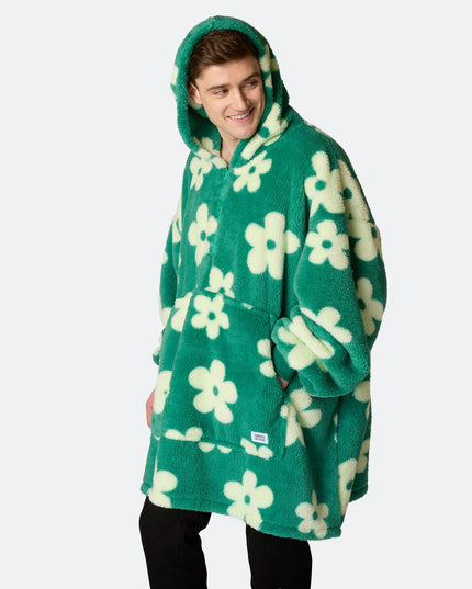Sweat à capuche HappyHoodie vert ours en peluche à fleurs pour une ambiance printanière