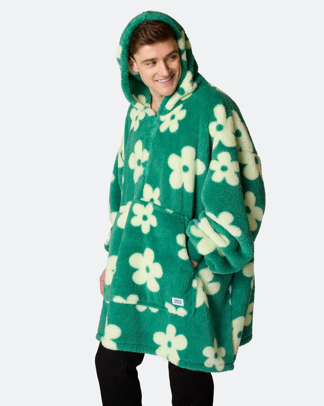 Sweat à capuche HappyHoodie vert ours en peluche à fleurs pour une ambiance printanière