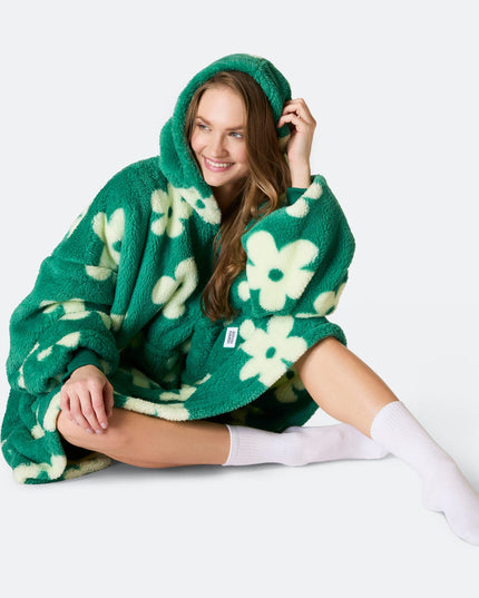Sweat à capuche HappyHoodie vert ours en peluche à fleurs pour une ambiance printanière