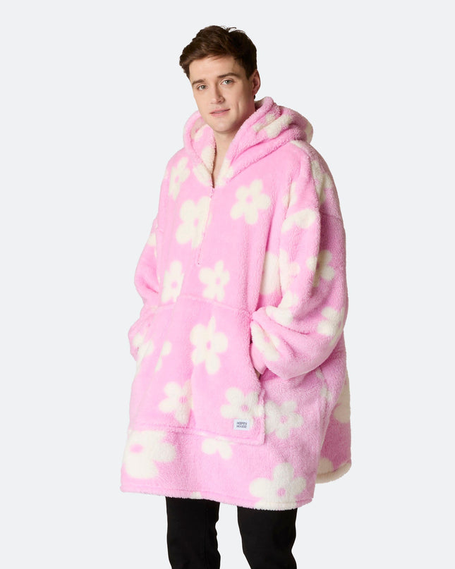 HappyHoodie Fleurs Ours en peluche rose pour hommes et femmes