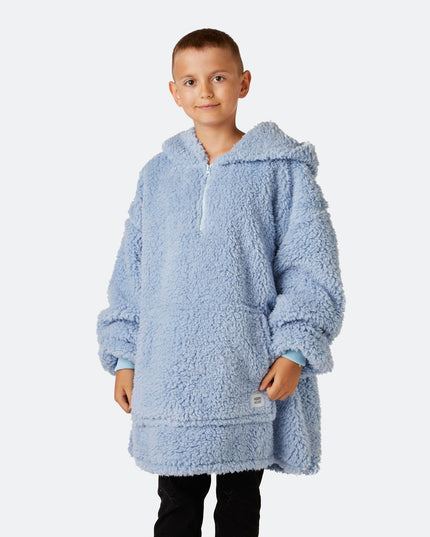 Sweat à capuche bleu en sherpa pour enfants