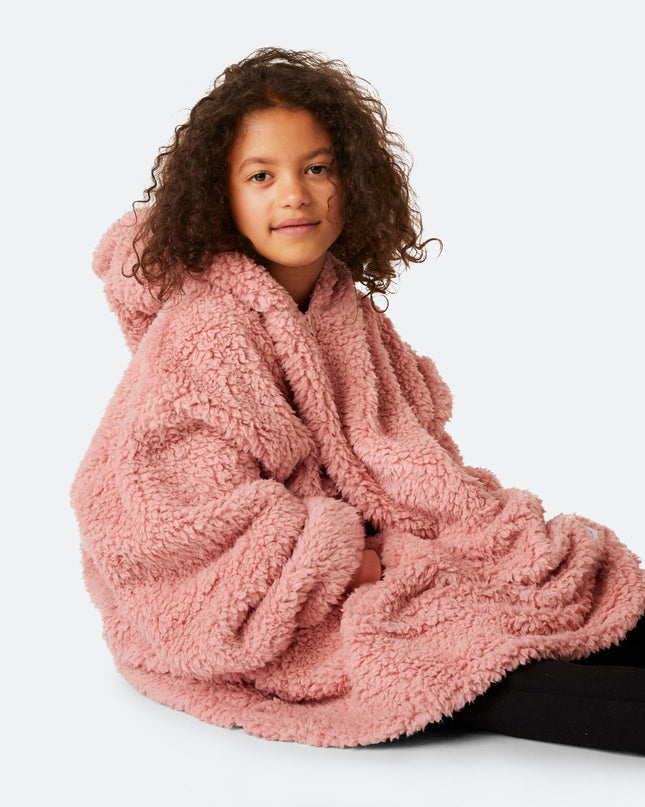 Sweat à capuche rose en sherpa pour enfants