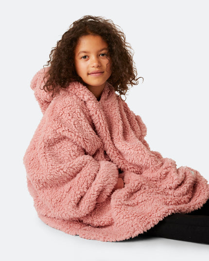 Sweat à capuche rose en sherpa pour enfants