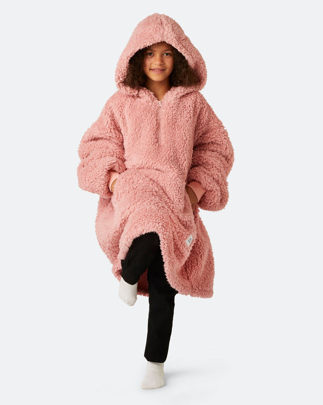 Sweat à capuche rose en sherpa pour enfants